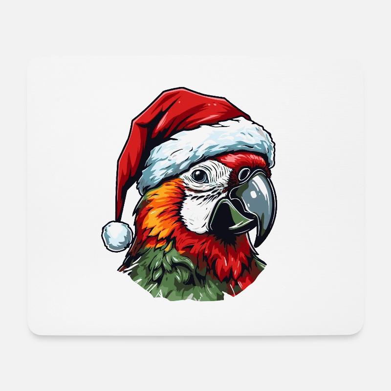 Papagei Weihnachten Portät - Mousepad (Querformat) - Weiß