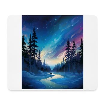 Wikinger: eiskalte Polarnacht mit Nordlichtern - Mouse Pad (horizontal) - white - Front