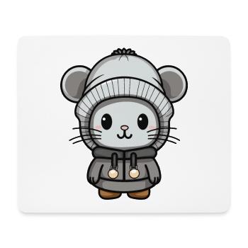 Mouse Winter Animal Baby Comic - Mouse Pad (horizontal) - white - Front