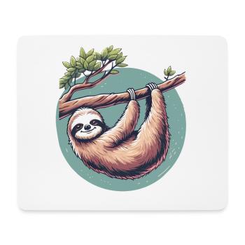 Relaxed sloth serenity at tree - Mouse Pad (horizontal) - white - Front