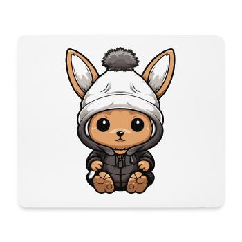 Lapin Animal Bébé Bande Dessinée Hiver - Tapis de souris (format paysage) - blanc - Devant