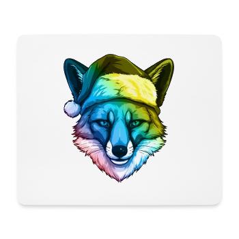 Fuchs Kopf Weihnachten Portät Bunt - Mousepad (Querformat) - Weiß - Vorne
