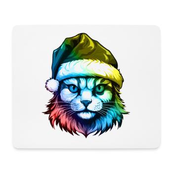 Cat Head Christmas Portrait Colorful - Mouse Pad (horizontal) - white - Front