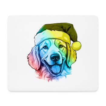Golden Retriever Dog Head Christmas Portrait Colorful - Mouse Pad (horizontal) - white - Front