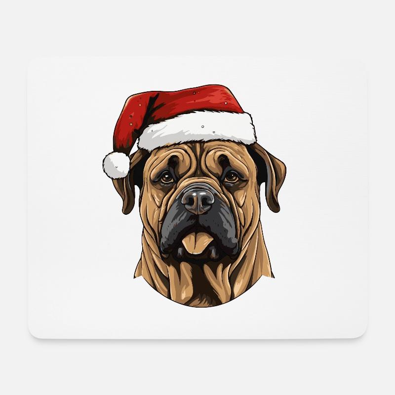 Boerboel Hund Weihnachten Kopf - Mousepad (Querformat) - Weiß
