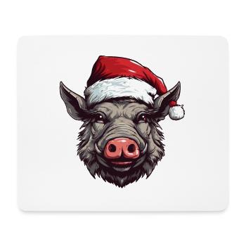 Tête d’animal de Noël de sanglier - Tapis de souris (format paysage) - blanc - Devant
