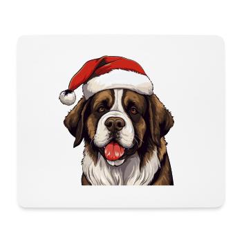 Saint Bernand chien Noël Portrait de Noël - Tapis de souris (format paysage) - blanc - Devant