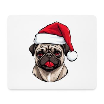 Pug Hund Mops Weihnachten Porträt Xmas - Mousepad (Querformat) - Weiß - Vorne