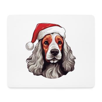 Cocker Épagneul chien Noël Portrait de Noël - Tapis de souris (format paysage) - blanc - Devant