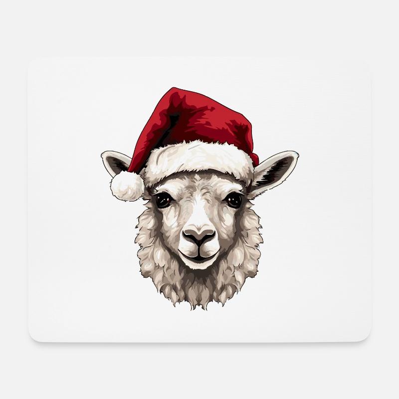 Alpaka Weihnachten Porträt Llama Xmas - Mousepad (Querformat) - Weiß