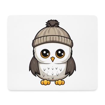 Eule Winter Comic Illustration - Mousepad (Querformat) - Weiß - Vorne