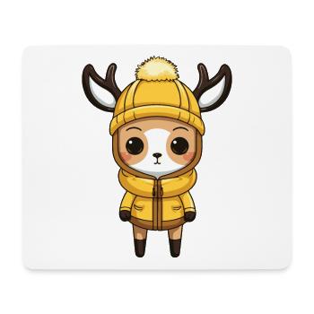 Deer Winter Comic Illustration - Mouse Pad (horizontal) - white - Front