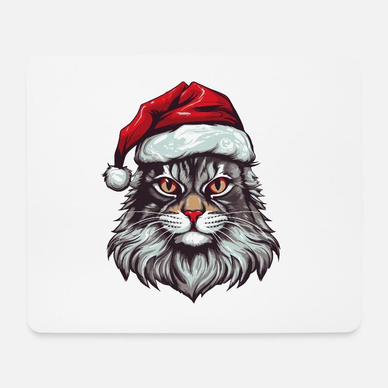 Katze Kopf Weihnachten Porträt - Mousepad (Querformat) - Weiß