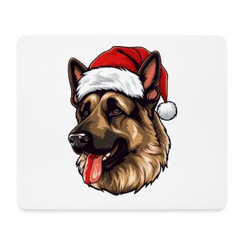 German Shepherd Dog Head Christmas Portrait - Mouse Pad (horizontal) - white - Front