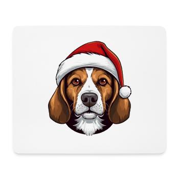 Portrait de Noël tête de chien Beagle - Tapis de souris (format paysage) - blanc - Devant
