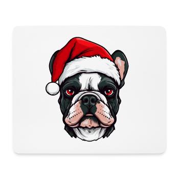 Französische Bulldogge Hund Kopf Weihnachten Portä - Mousepad (Querformat) - Weiß - Vorne