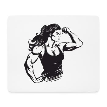 Woman Muscles Gym Bodybuilding Fitness - Mouse Pad (horizontal) - white - Front
