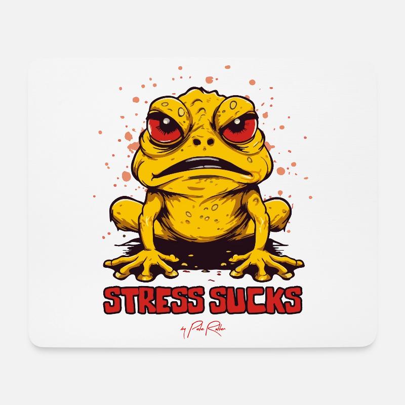 Wütende Frosch Kröte sagt: Stress ist ätzend - Mousepad (Querformat) - Weiß