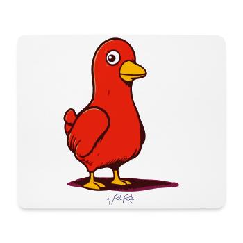 Der verdächtige Cartoon Vogel - Mousepad (Querformat) - Weiß - Vorne