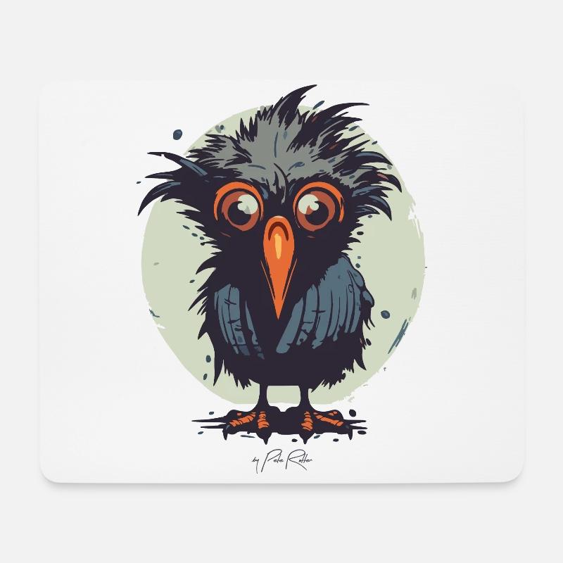 Verwirrter, zerzauster kleiner süßer Vogel - Mousepad (Querformat) - Weiß