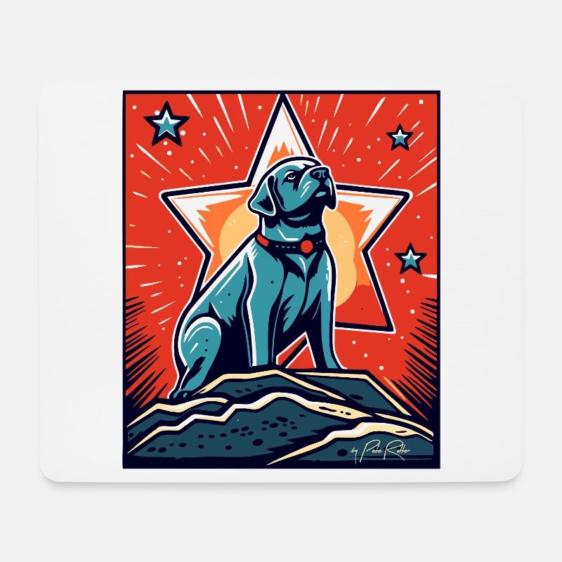 Ein treuer Hund unter einem Stern - Mousepad (Querformat) - Weiß