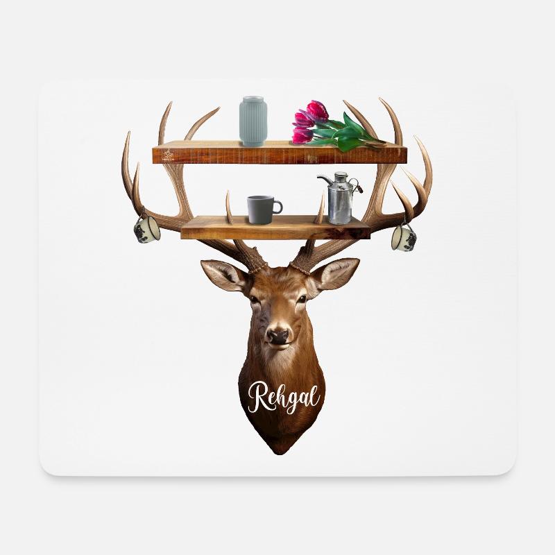 Geweih, Reh + Regal = Rehgal Design by summitXpeak - Mousepad (Querformat) - Weiß