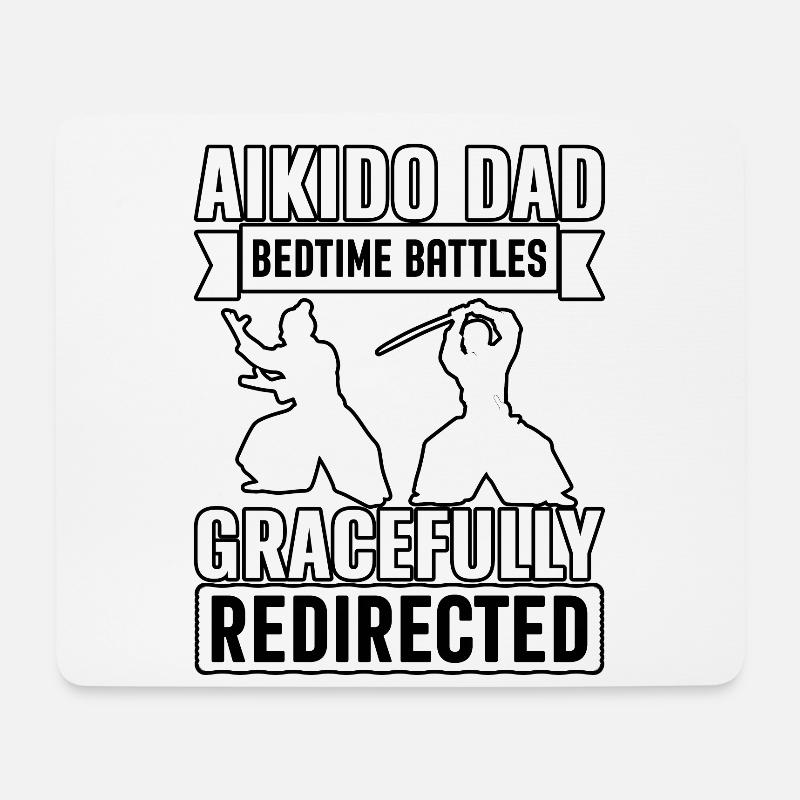 Aikido Papa Schlafenszeitkämpfe anmutig umgeleitet - Mousepad (Querformat) - Weiß