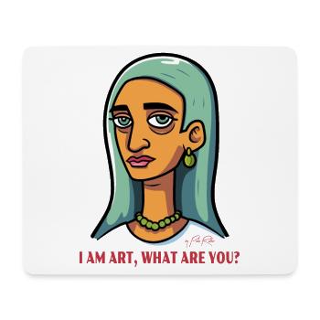 What are you? I Am Art: Portrait Cartoon - Mouse Pad (horizontal) - white - Front