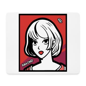 Cartoon Anime Fille, Bouche Ouverte, Étonnement - Tapis de souris (format paysage) - blanc - Devant