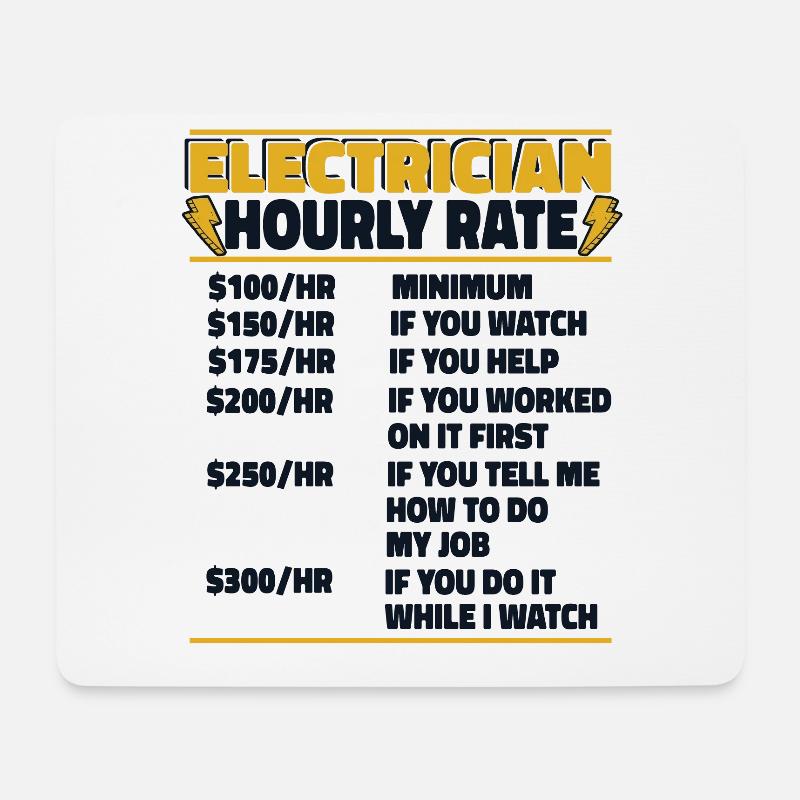 Electrician Hourly Rate Elektroniker Elektriker - Mousepad (Querformat) - Weiß