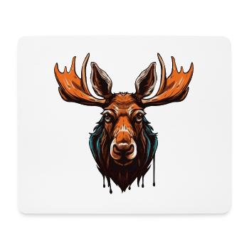 Elch Portrait - Mousepad (Querformat) - Weiß - Vorne