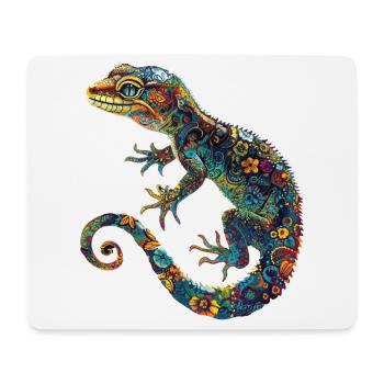 Blumen Leopard Gecko Bunt & Verschnörkelt - Mousepad (Querformat) - Weiß - Vorne