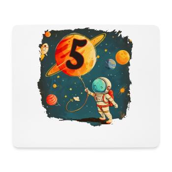 Astronaut Boy 5th Birthday Colorful Universe - Mouse Pad (horizontal) - white - Front