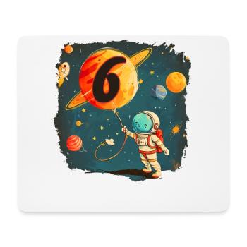 Astronaute Garçon 6e Anniversaire Univers Coloré - Tapis de souris (format paysage) - blanc - Devant
