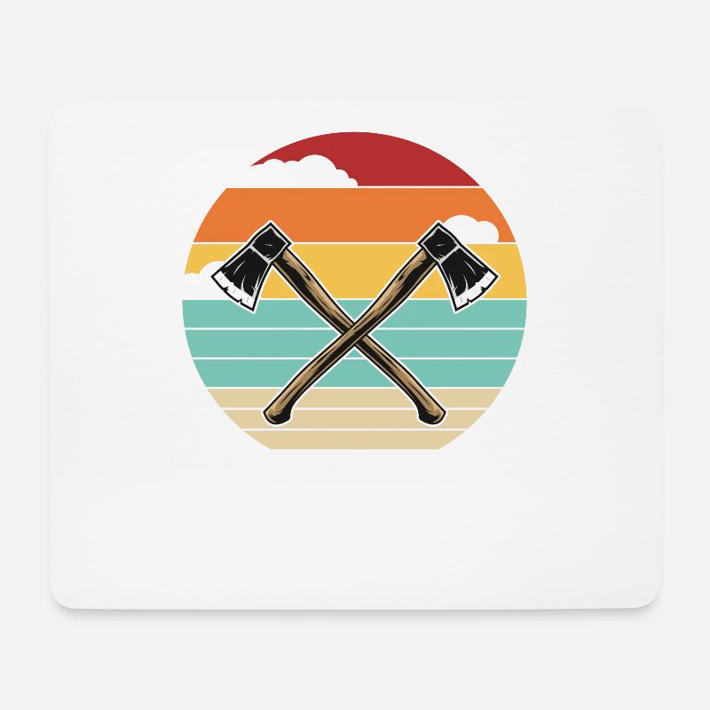 Retro-Axt-Wurfspiel-Wettbewerb Profi - Mousepad (Querformat) - Weiß