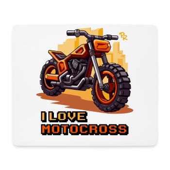 Motorrad Pixelkunst , Ich liebe Motocross - Mousepad (Querformat) - Weiß - Vorne