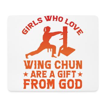 Les filles qui aiment le Wing Chun sont un cadeau de Dieu - Tapis de souris (format paysage) - blanc - Devant