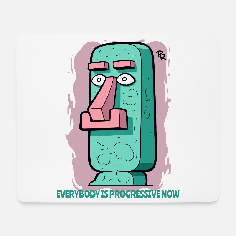 moderne, fortschrittliche Moai Statue Osterinsel - Mousepad (Querformat) - Weiß