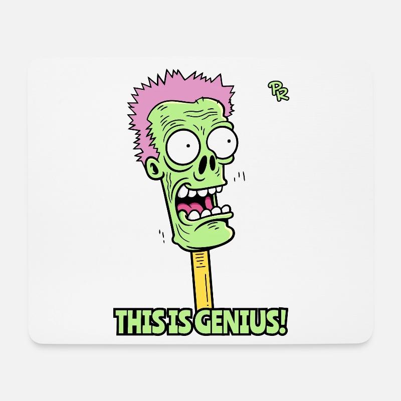 Das ist genial: Ein schlauer Zombie Bleistift - Mousepad (Querformat) - Weiß