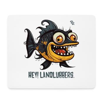 Hey Landlubbers, un poisson bizarre et drôle - Tapis de souris (format paysage) - blanc - Devant