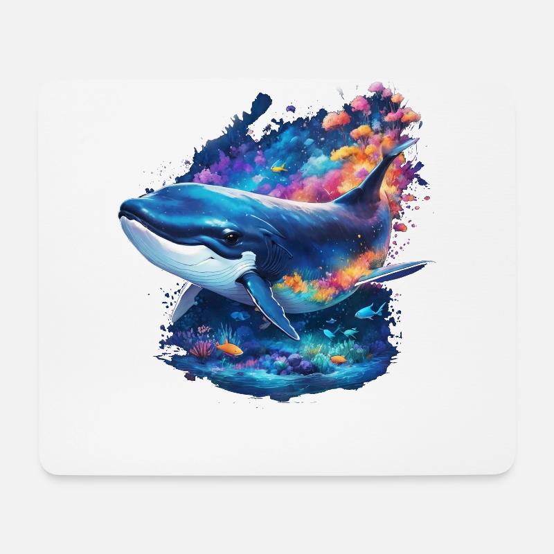 Blauwal - Mousepad (Querformat) - Weiß