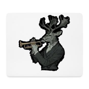 Élégant cerf musicien bois trompette - Tapis de souris (format paysage) - blanc - Devant