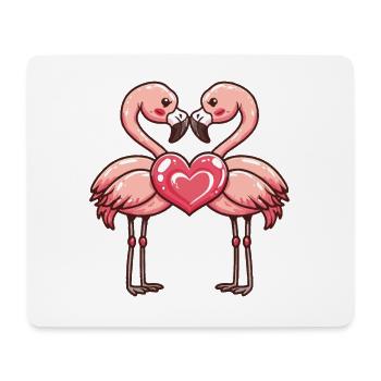 Flamant rose Couple En Amour Oiseau Saint Valentin - Tapis de souris (format paysage) - blanc - Devant
