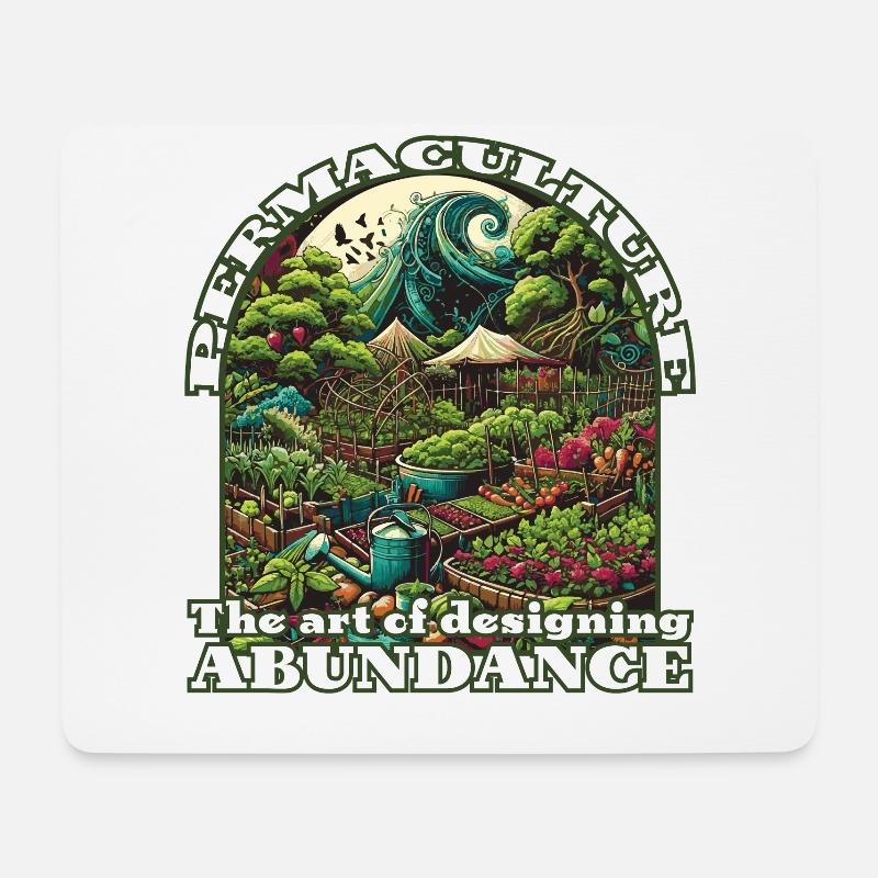 Permakultur Garten Essen Wald Design - Mousepad (Querformat) - Weiß
