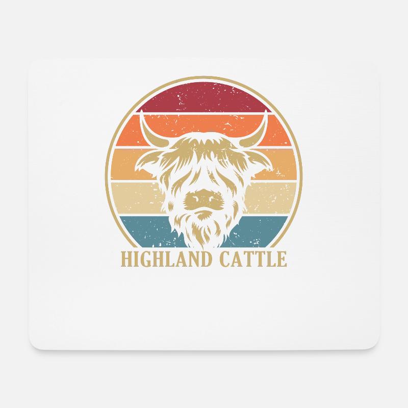 Retro Highland Cow Scottish Cattle Züchter - Mousepad (Querformat) - Weiß
