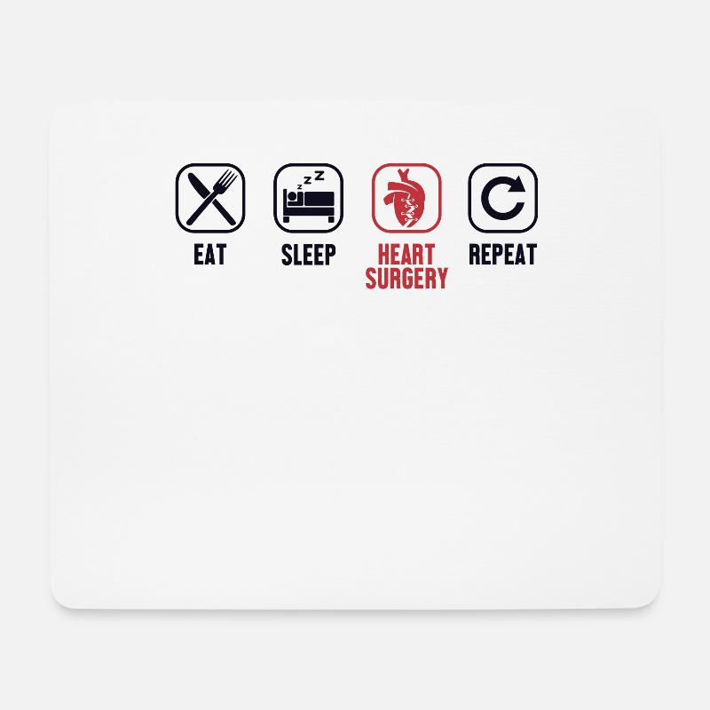 Essen, Schlafen, Herzoperation, Herzoperation, Wiederholen Herzschrittmacher Öffnen - Mousepad (Querformat) - Weiß