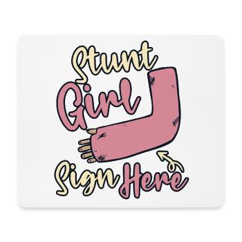 Stunt Girl Schild hier gebrochener Knochen gebrochener Finger - Mousepad (Querformat) - Weiß - Vorne