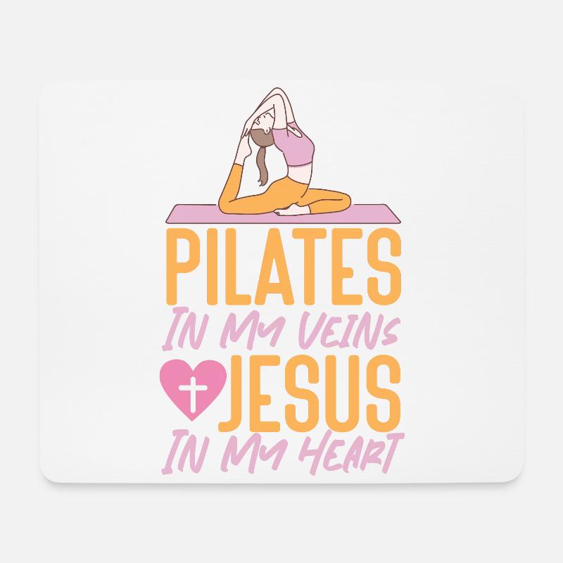 Instructeur de Pilates Enseignant Jésus - Tapis de souris (format paysage) - blanc
