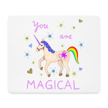 Licorne mignonne Licornes magiques Rainbow Girl - Tapis de souris (format paysage) - blanc - Devant