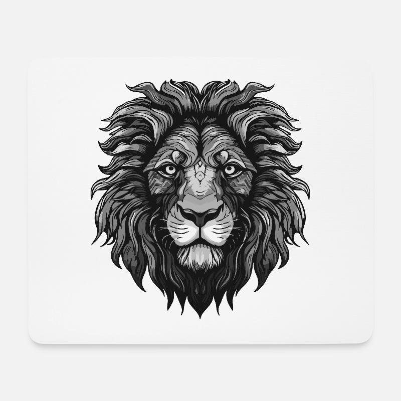Löwe Tier Kopf - Mousepad (Querformat) - Weiß
